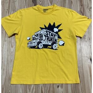 TrukFit We Stay Trukin Textured Graphic Yellow T-Shirt Mens XL